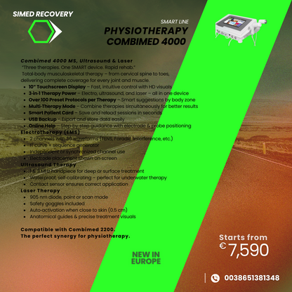 Combimed 4000 – laser + ultrazvok + 2-kanalni/ s srednjo frekvenco EMS